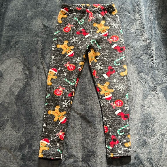 Just Cozy Christmas gingerbread Fleece lined leggings size 7/8 - Picture 1 of 5